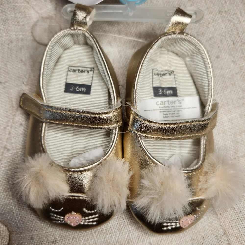 Carters light gold Bunny face shoes